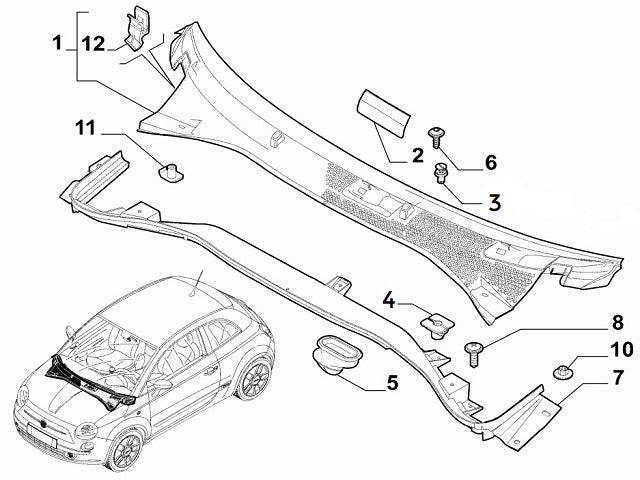 Clip Scuttle Panel Trim | Fiat 500