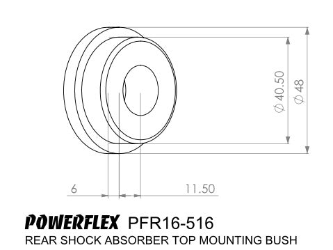 Powerflex Bush Set Rear Shock, Top 36mm | Abarth 500 595